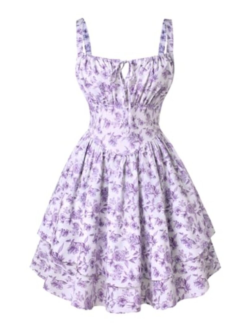 Floral Summer Corset Mini Dress Ruched Tiered Ruffle Sundress